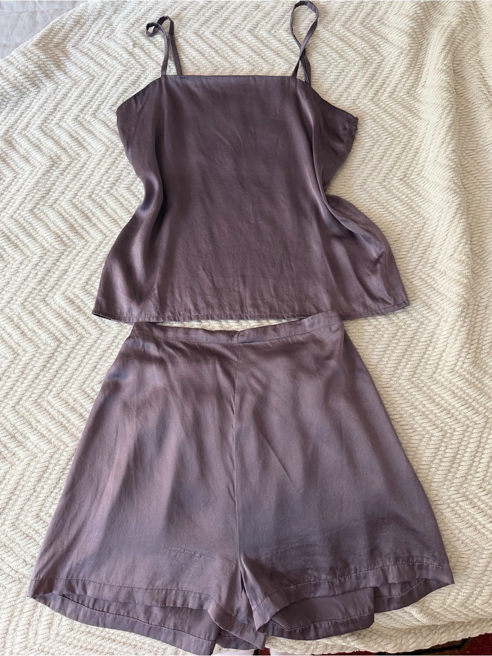 ROSILY luxury silk cami and shorts sleep set - XS muted plum (read)